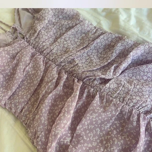 Cotton Candy Lilac Floral Mini Dress - Picture 2 of 7